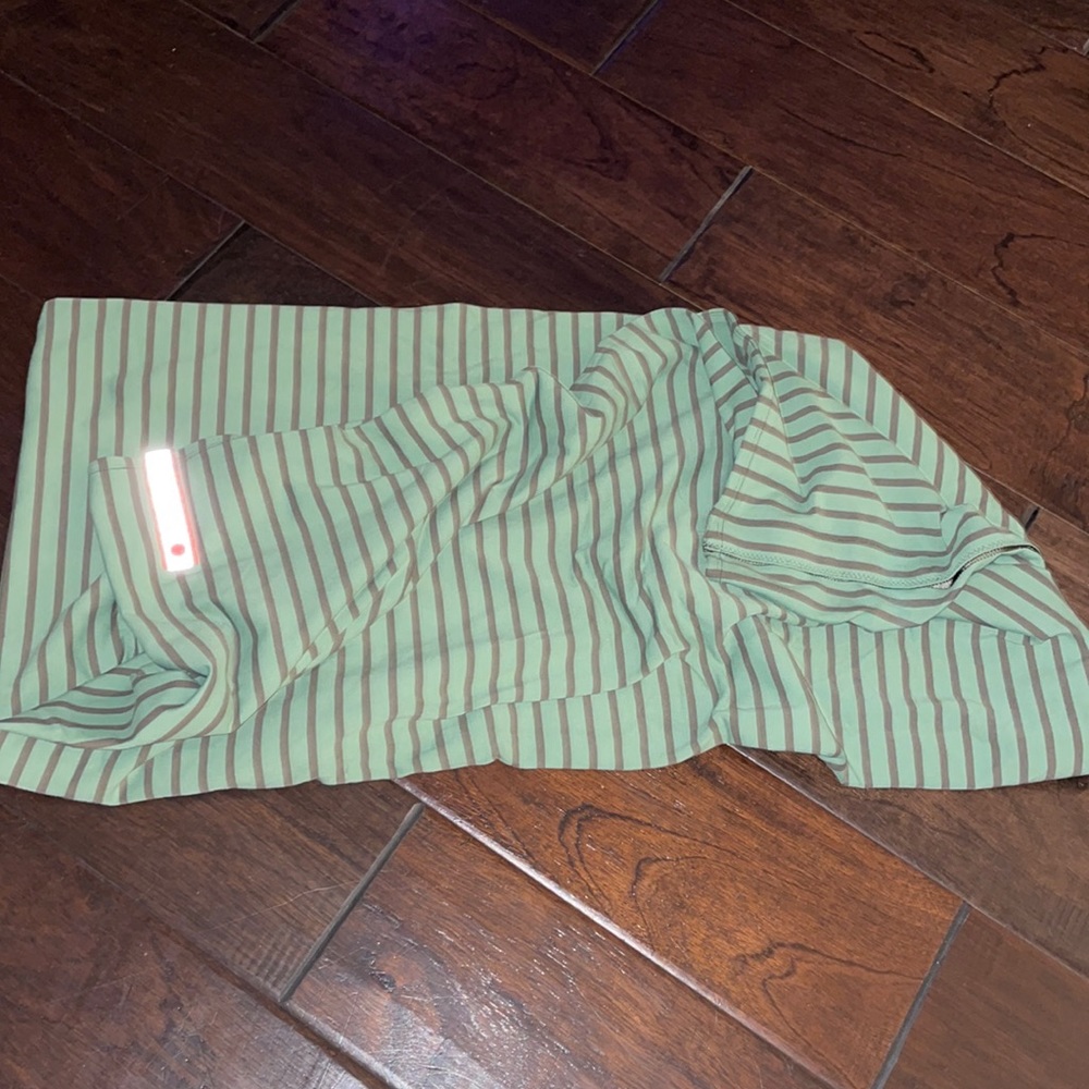 Lululemon Vinyasa scarf green and olive stripe soft cotton thinner material